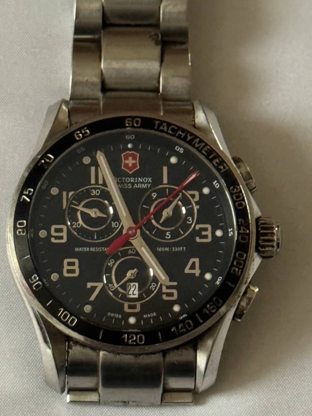 Victorinox Swiss Army Men's Black Dial Stainless Steel Chronograph Watch